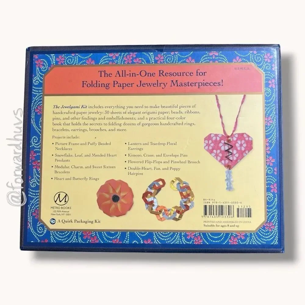 The Jewelgami Kit Complete Craft Kit Paper Jewelry Making Origami Metro Books